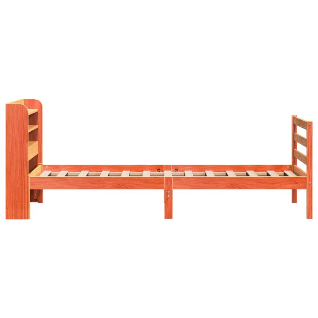 Cadre de lit sans matelas cire marron 75x190 cm bois pin massif - XIOS