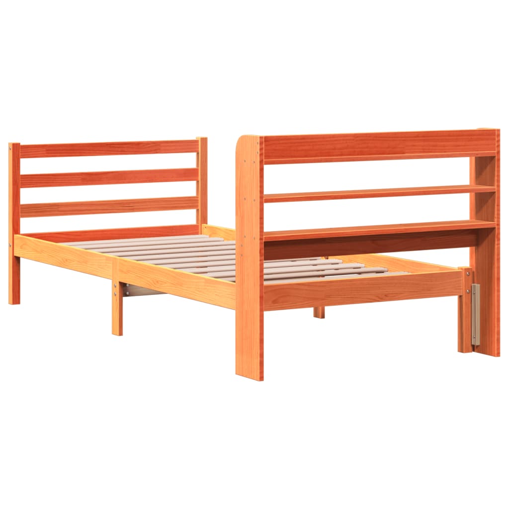 Cadre de lit sans matelas cire marron 75x190 cm bois pin massif - XIOS