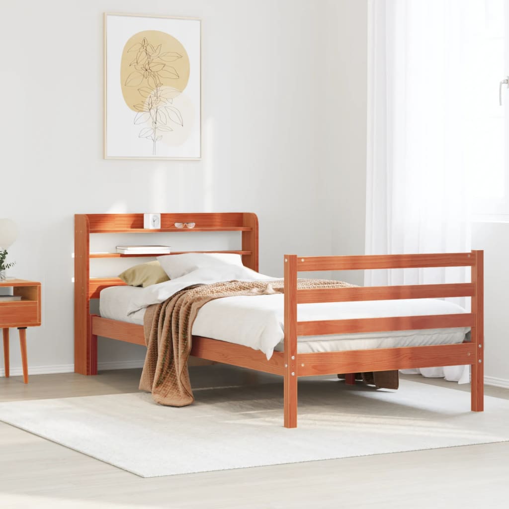 Cadre de lit sans matelas cire marron 75x190 cm bois pin massif - XIOS