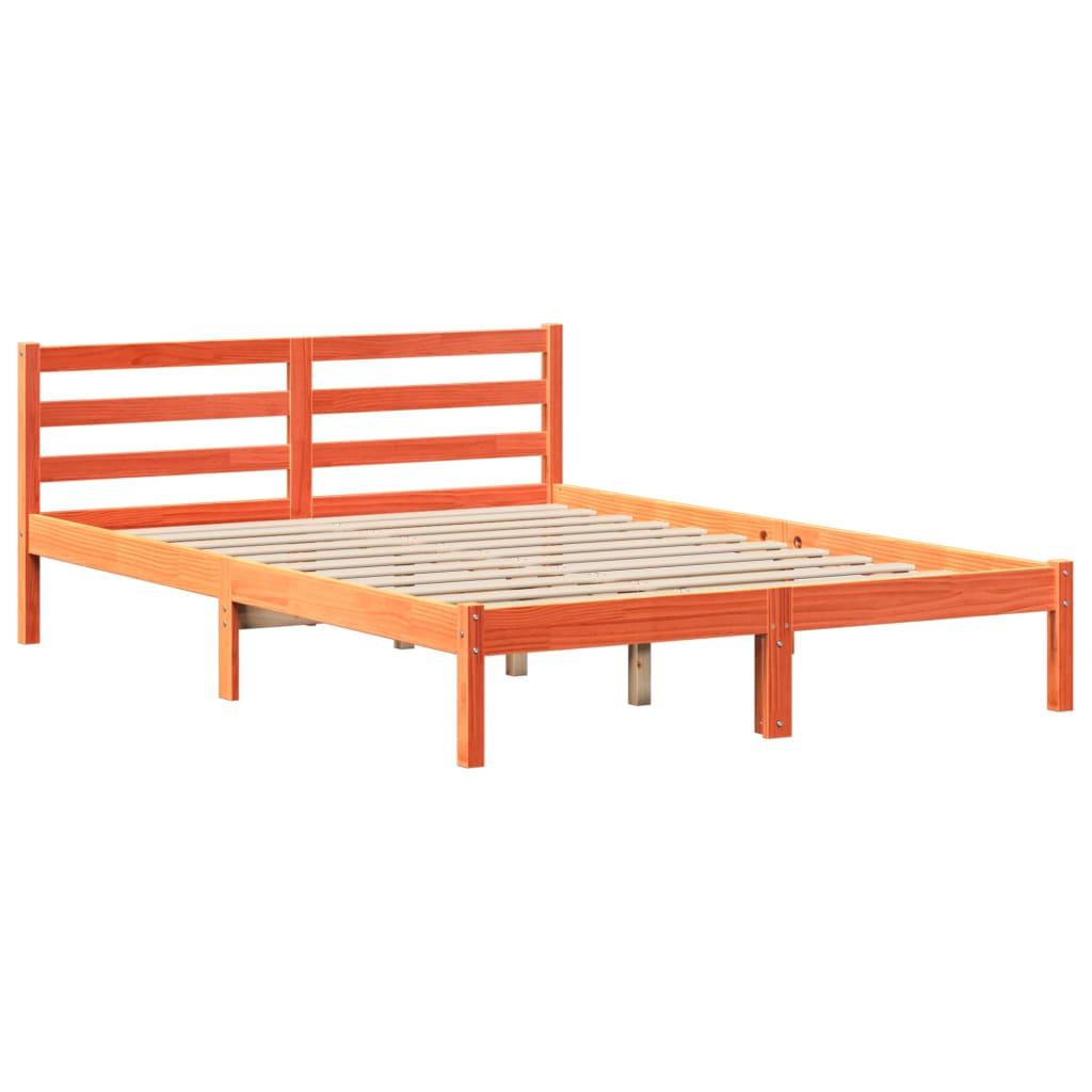 Cadre de lit sans matelas cire marron 120x190cm bois pin massif - XIOS