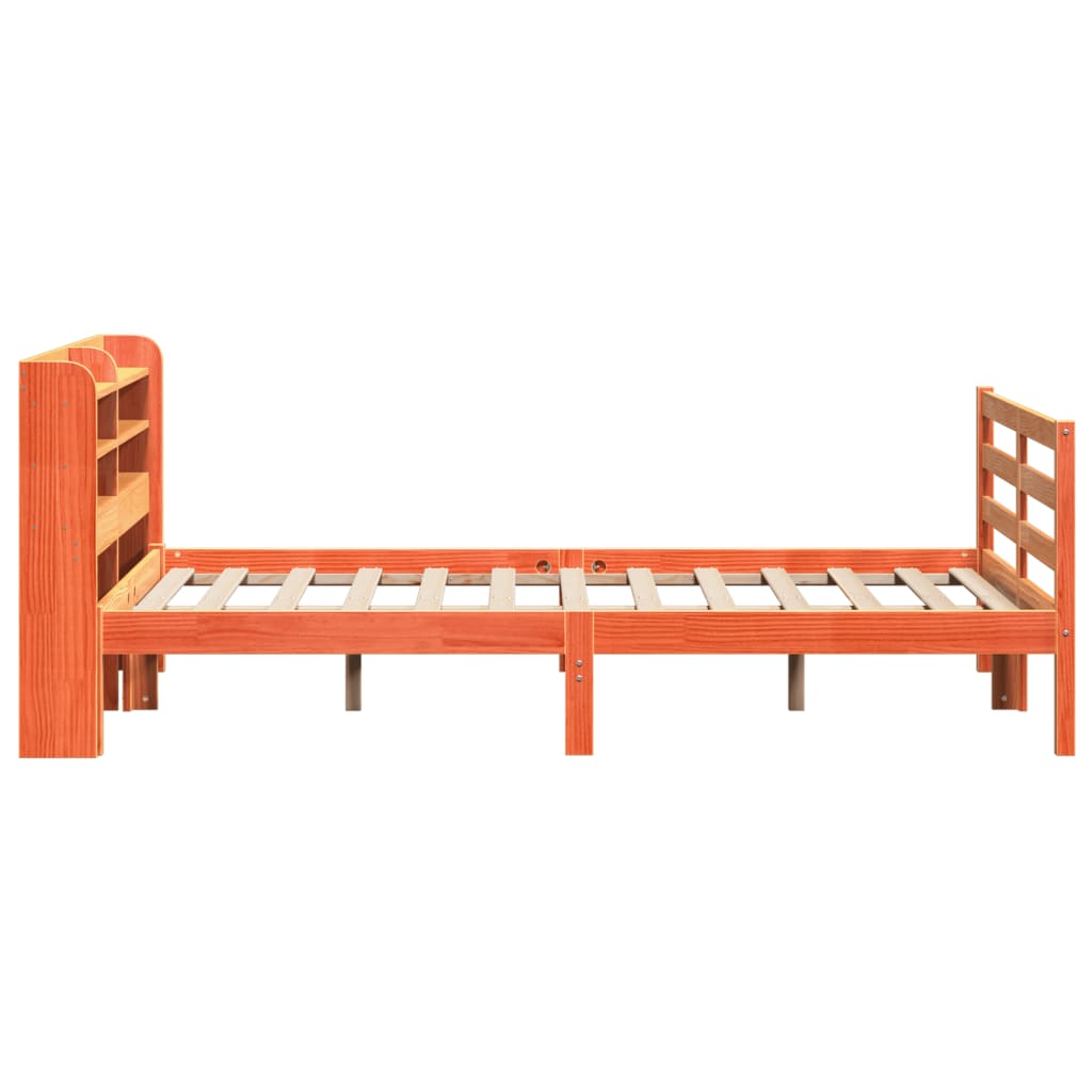 Cadre de lit sans matelas cire marron 135x190cm bois pin massif - XIOS