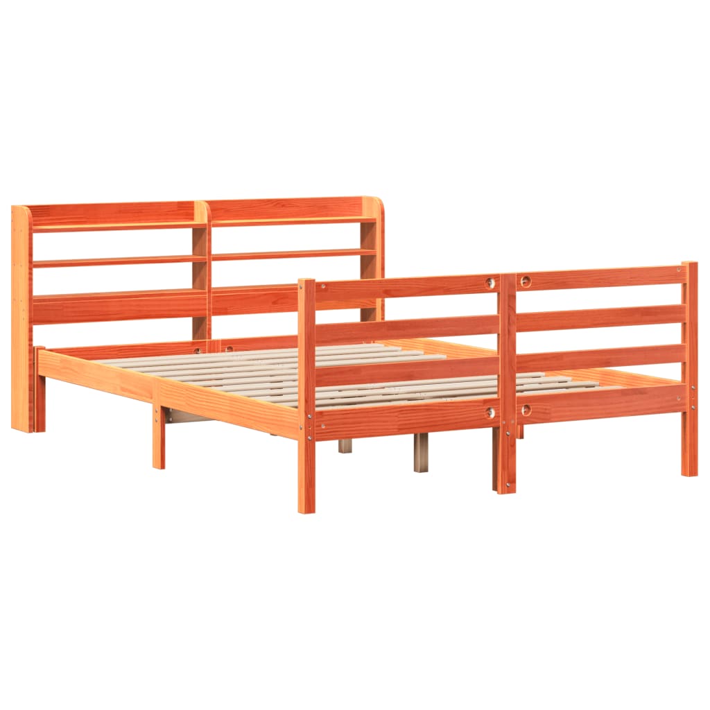 Cadre de lit sans matelas cire marron 120x200cm bois pin massif - XIOS