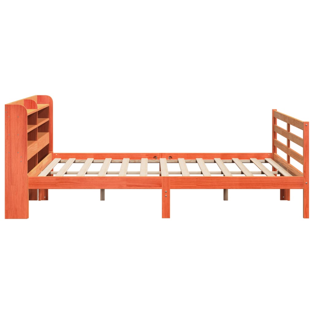 Cadre de lit sans matelas cire marron 200x200cm bois pin massif - XIOS
