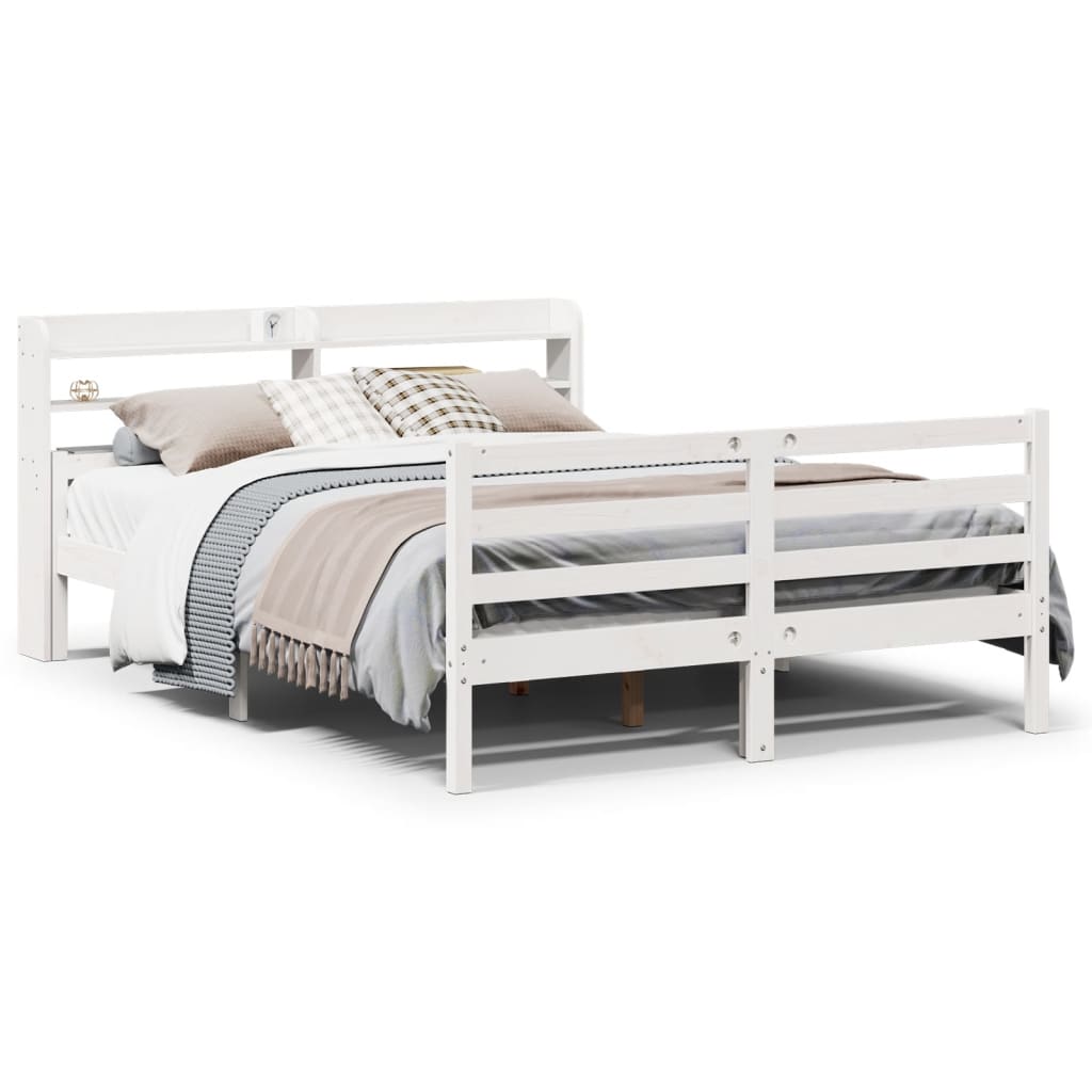 Cadre de lit et tête de lit sans matelas blanc 135x190 cm - XIOS