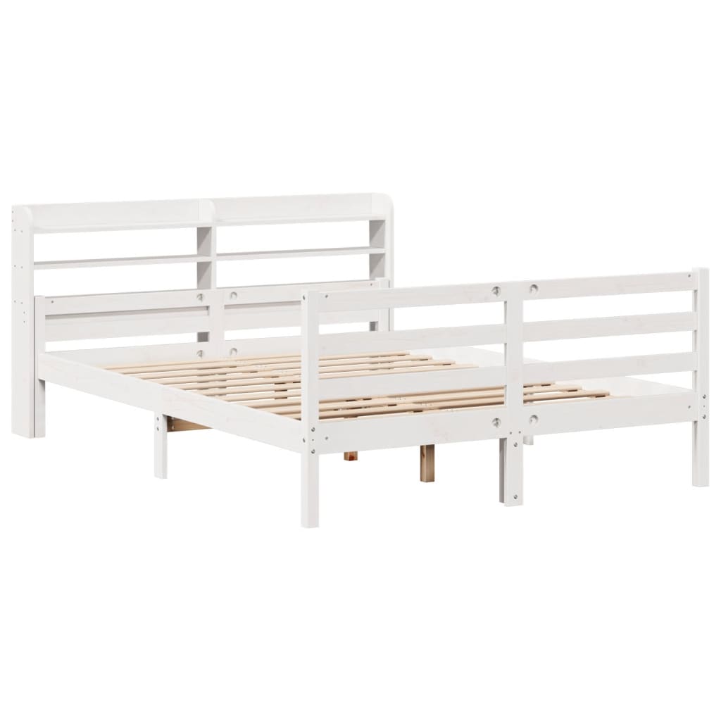 Cadre de lit et tête de lit sans matelas blanc 135x190 cm - XIOS