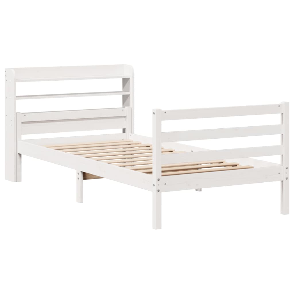 Cadre de lit avec tête de lit sans matelas blanc 100x200 cm - XIOS