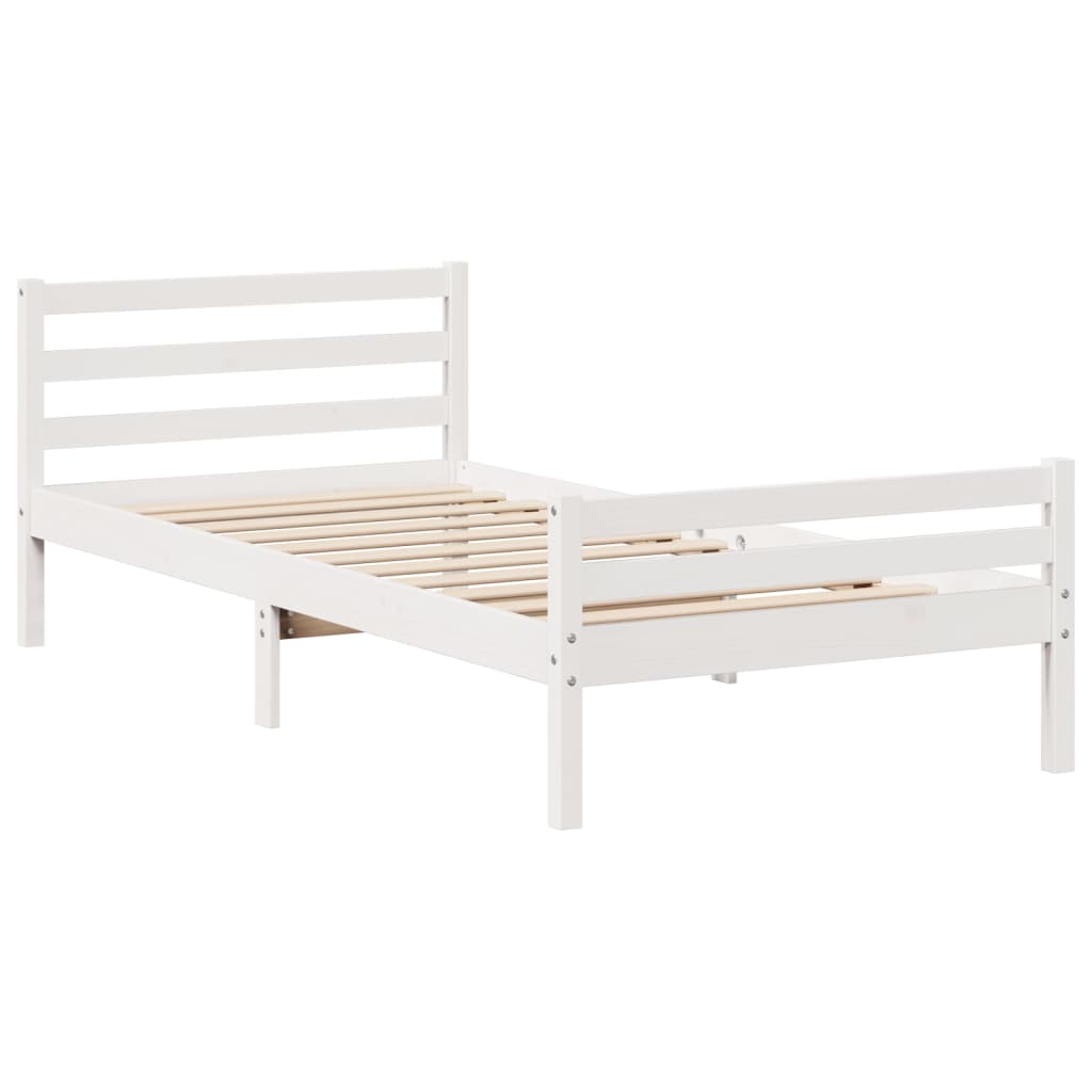Cadre de lit avec tête de lit sans matelas blanc 100x200 cm - XIOS