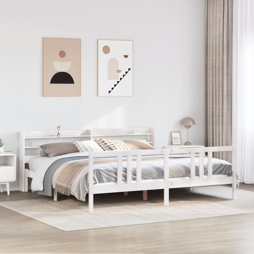 Cadre de lit avec tête de lit sans matelas blanc 200x200 cm - XIOS
