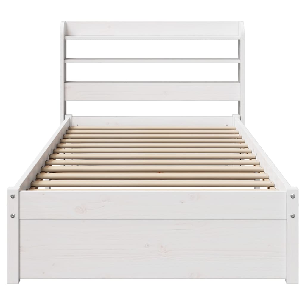 Cadre de lit avec tête de lit sans matelas blanc 75x190 cm - XIOS