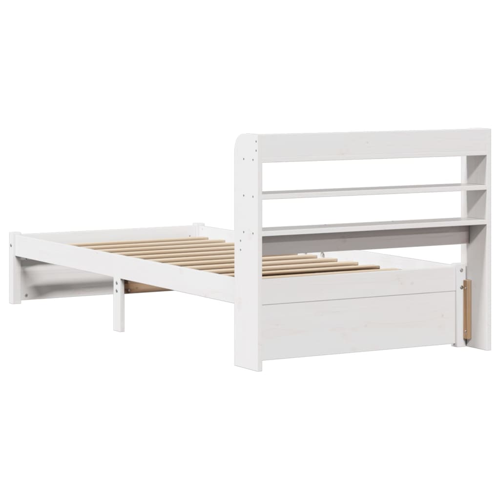 Cadre de lit avec tête de lit sans matelas blanc 75x190 cm - XIOS