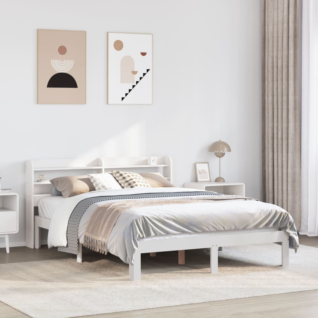 Cadre de lit avec tête de lit sans matelas blanc 140x190 cm - XIOS