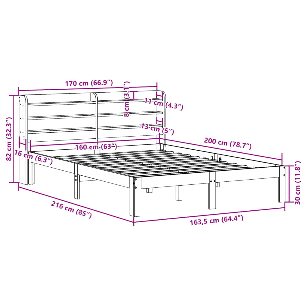 Cadre de lit avec tête de lit sans matelas 160x200 cm - XIOS