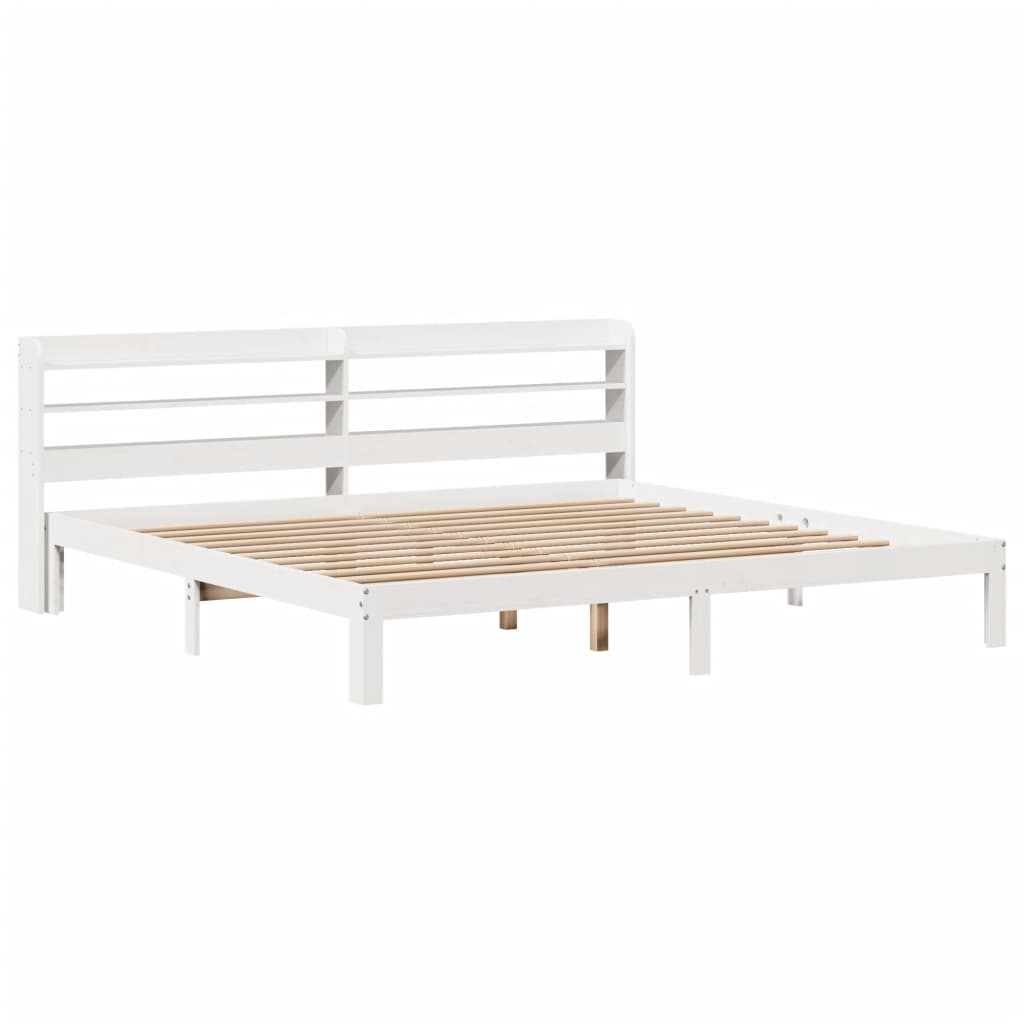 Cadre de lit avec tête de lit sans matelas blanc 200x200 cm - XIOS