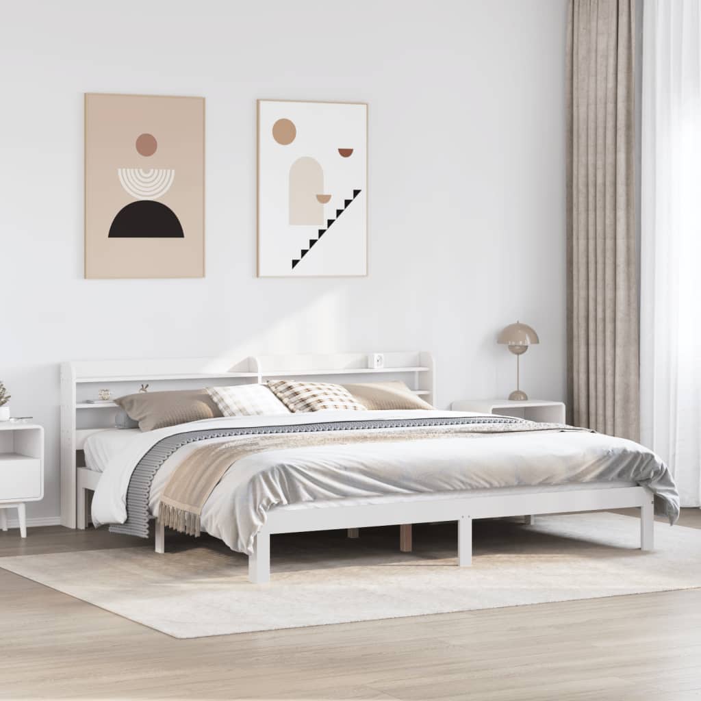 Cadre de lit avec tête de lit sans matelas blanc 200x200 cm - XIOS