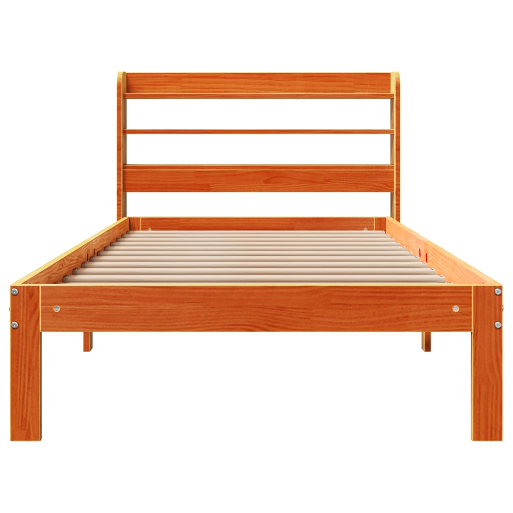 Cadre de lit sans matelas cire marron 75x190 cm bois pin massif - XIOS