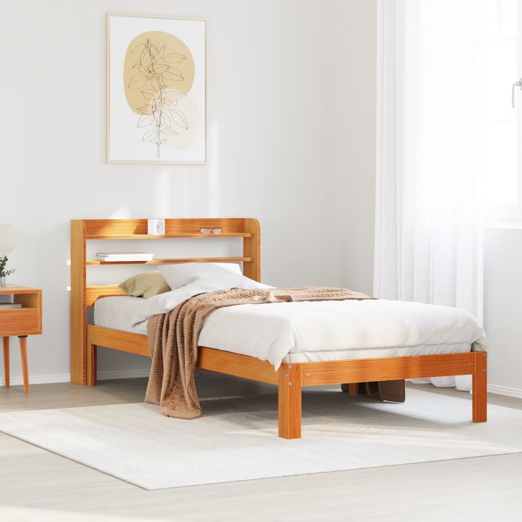 Cadre de lit sans matelas cire marron 75x190 cm bois pin massif - XIOS