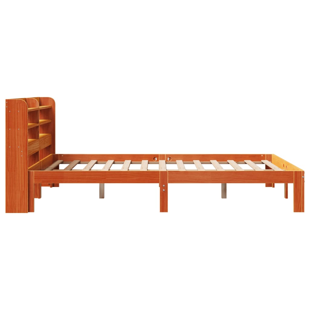 Cadre de lit sans matelas cire marron 135x190cm bois pin massif - XIOS