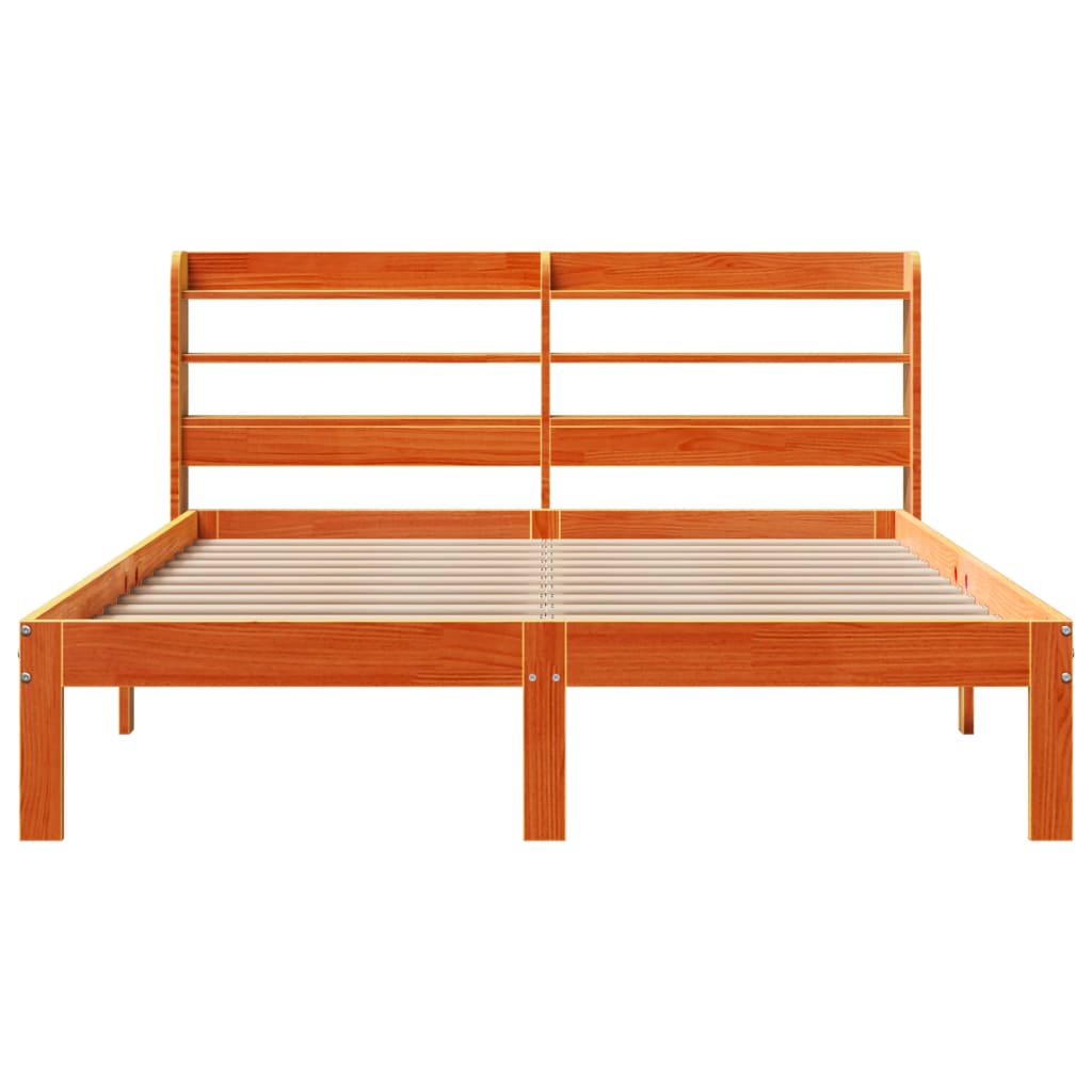 Cadre de lit sans matelas cire marron 140x190cm bois pin massif - XIOS