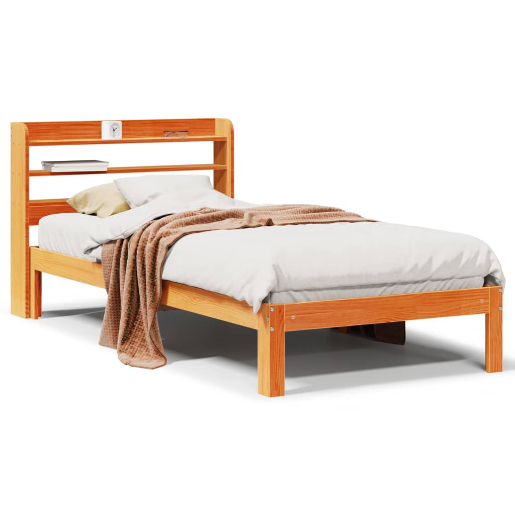Cadre de lit sans matelas cire marron 100x200cm bois pin massif - XIOS