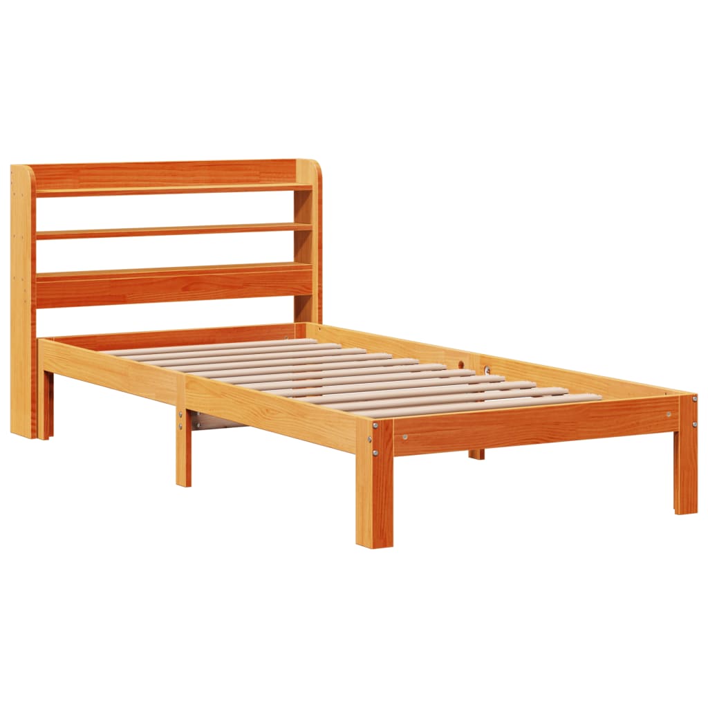 Cadre de lit sans matelas cire marron 100x200cm bois pin massif - XIOS