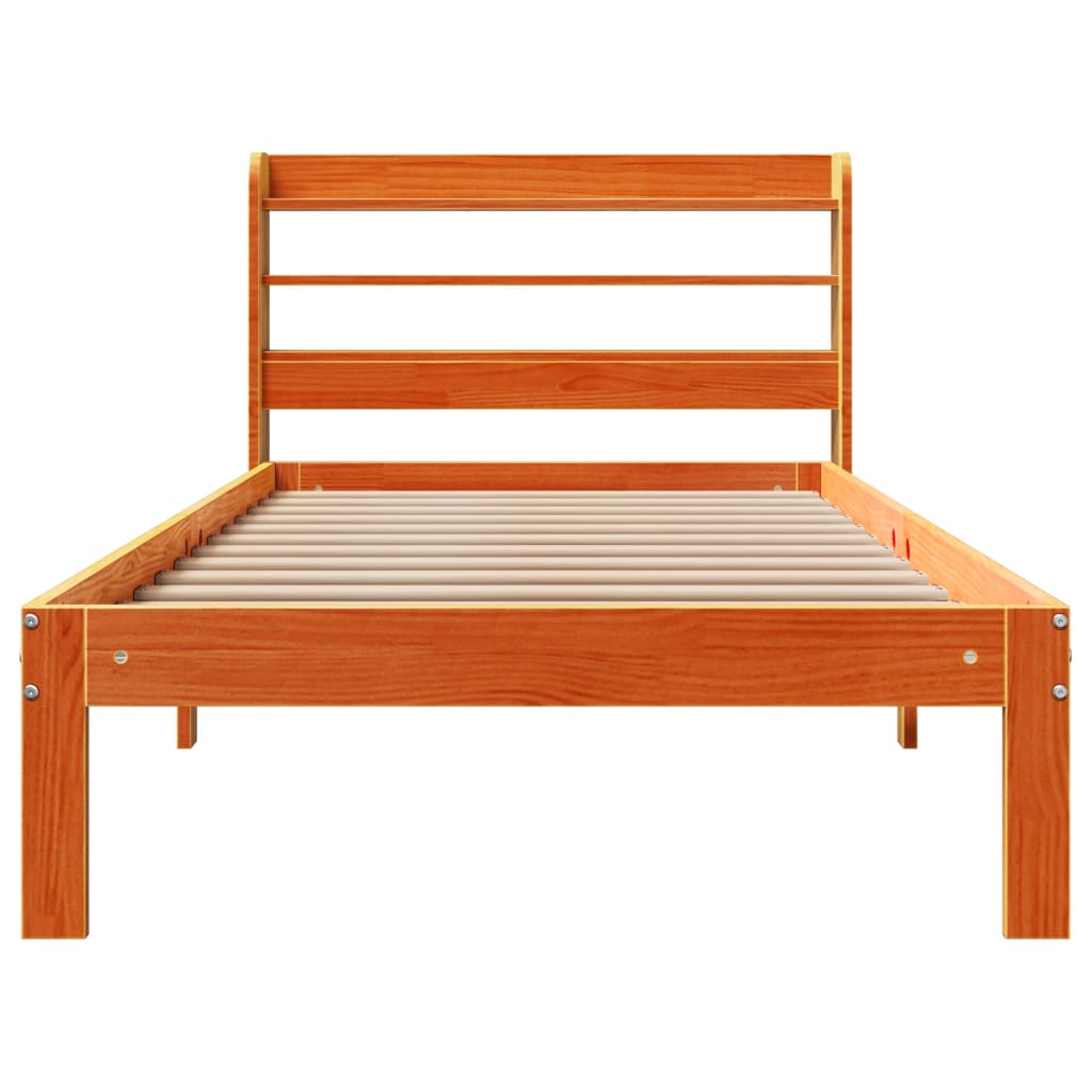 Cadre de lit sans matelas cire marron 100x200cm bois pin massif - XIOS