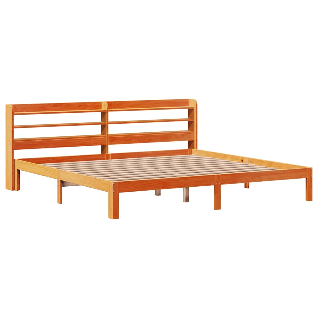 Cadre de lit sans matelas cire marron 180x200cm bois pin massif - XIOS