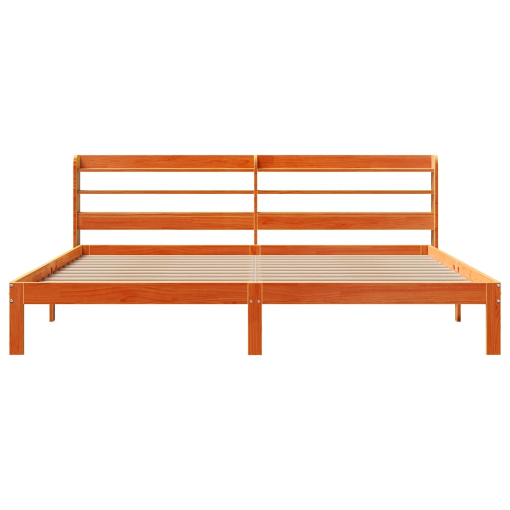 Cadre de lit sans matelas cire marron 180x200cm bois pin massif - XIOS