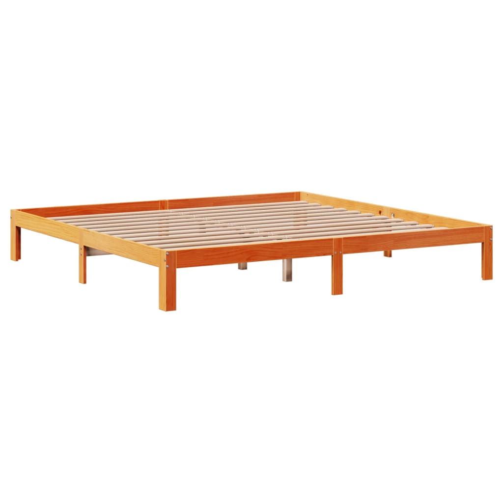 Cadre de lit sans matelas cire marron 180x200cm bois pin massif - XIOS