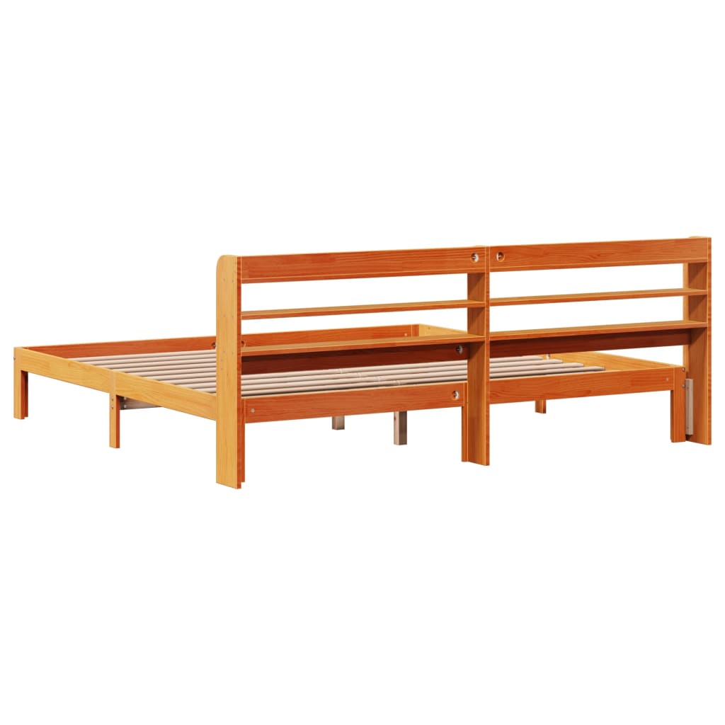 Cadre de lit sans matelas cire marron 180x200cm bois pin massif - XIOS