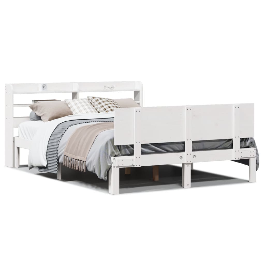 Cadre de lit et tête de lit sans matelas blanc 135x190 cm - XIOS