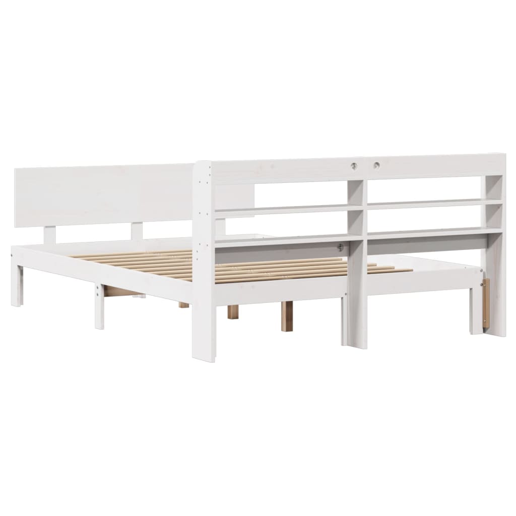 Cadre de lit et tête de lit sans matelas blanc 135x190 cm - XIOS
