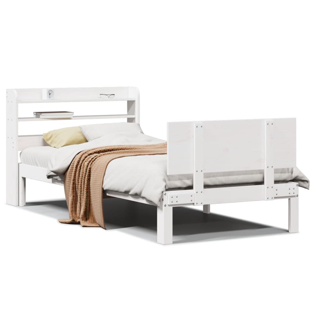 Cadre de lit avec tête de lit sans matelas blanc 90x200 cm - XIOS
