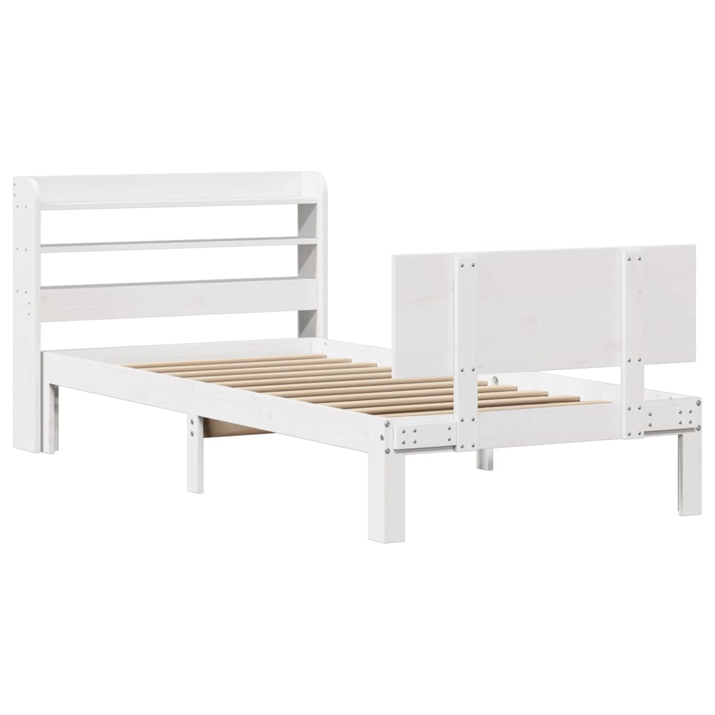 Cadre de lit avec tête de lit sans matelas blanc 90x200 cm - XIOS