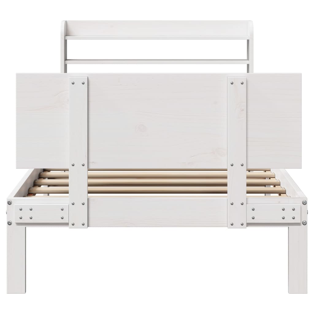 Cadre de lit avec tête de lit sans matelas blanc 90x200 cm - XIOS