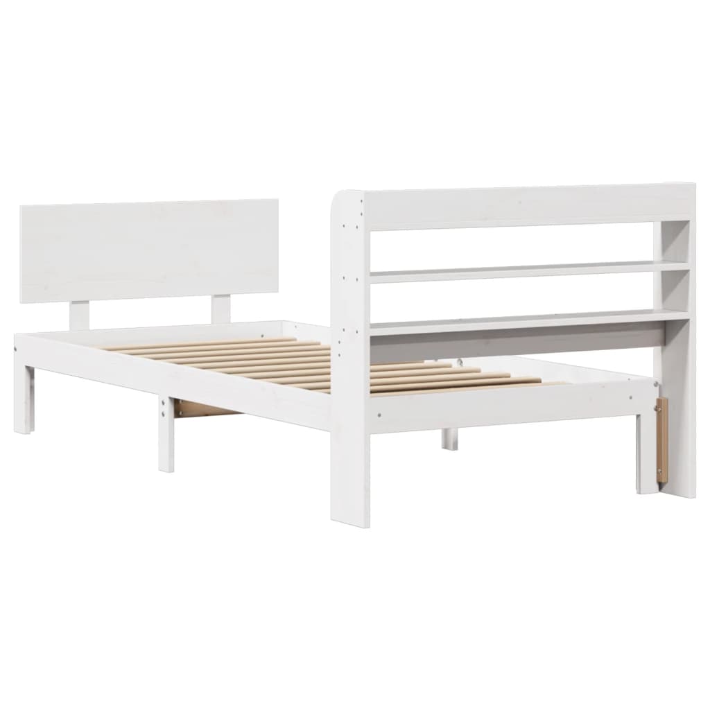 Cadre de lit avec tête de lit sans matelas blanc 90x200 cm - XIOS