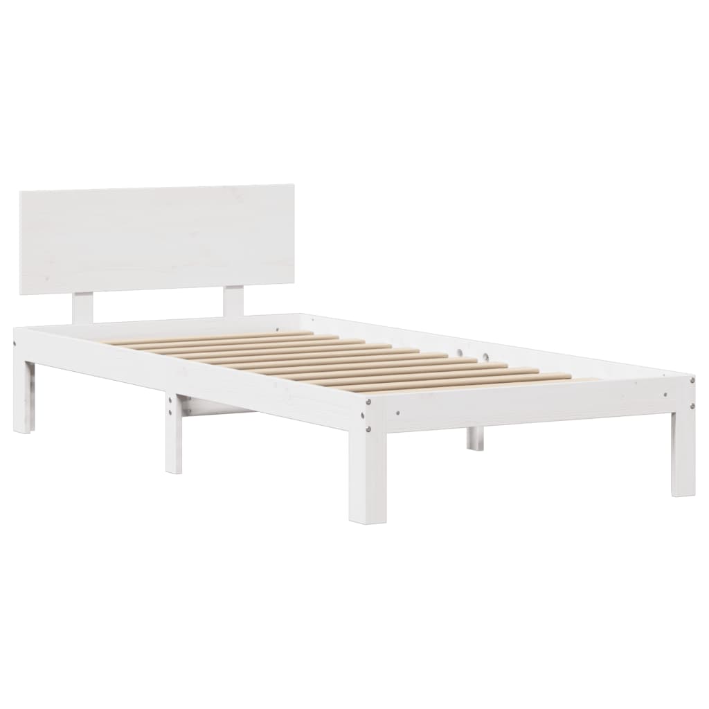Cadre de lit avec tête de lit sans matelas blanc 90x200 cm - XIOS