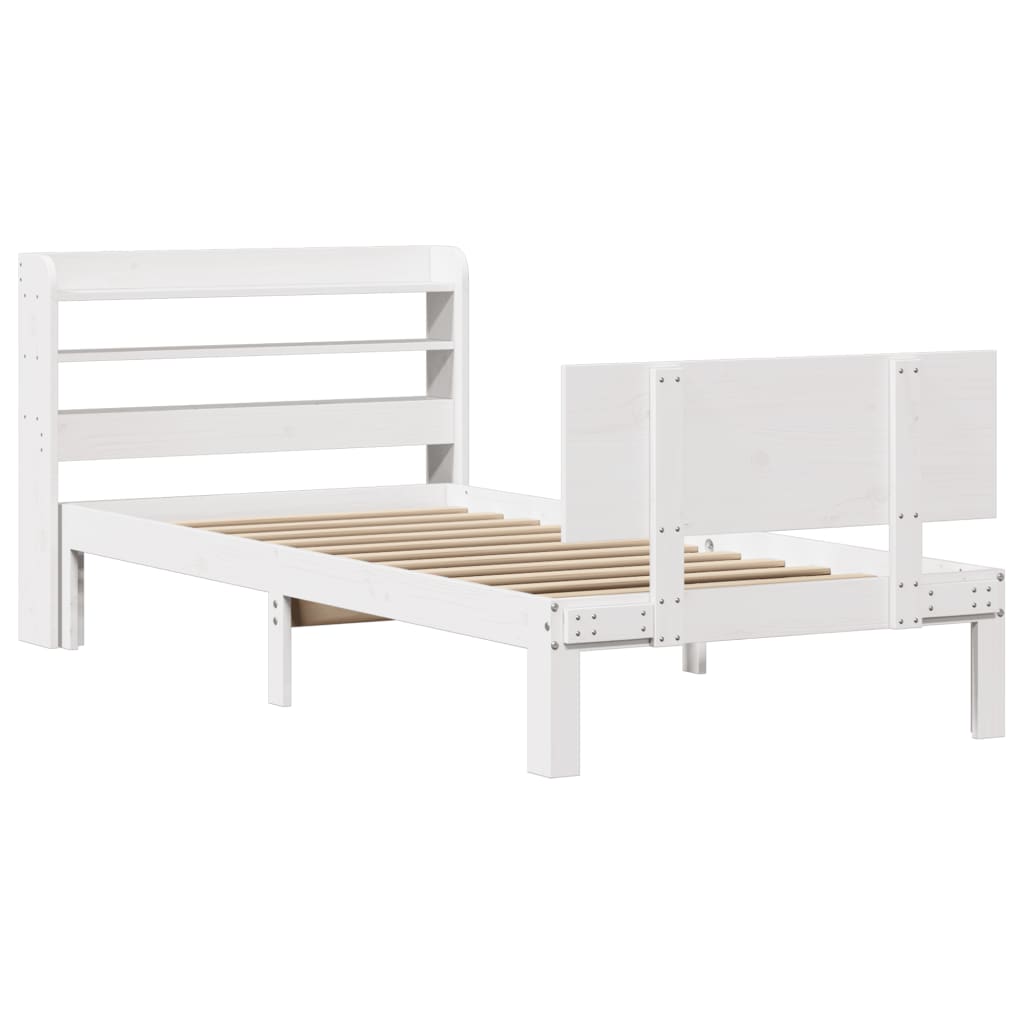Cadre de lit avec tête de lit sans matelas blanc 100x200 cm - XIOS