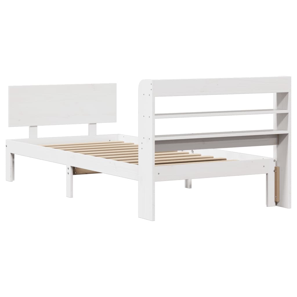 Cadre de lit avec tête de lit sans matelas blanc 100x200 cm - XIOS