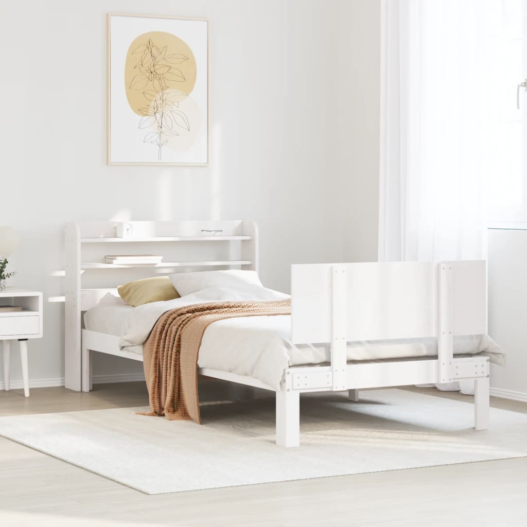 Cadre de lit avec tête de lit sans matelas blanc 100x200 cm - XIOS