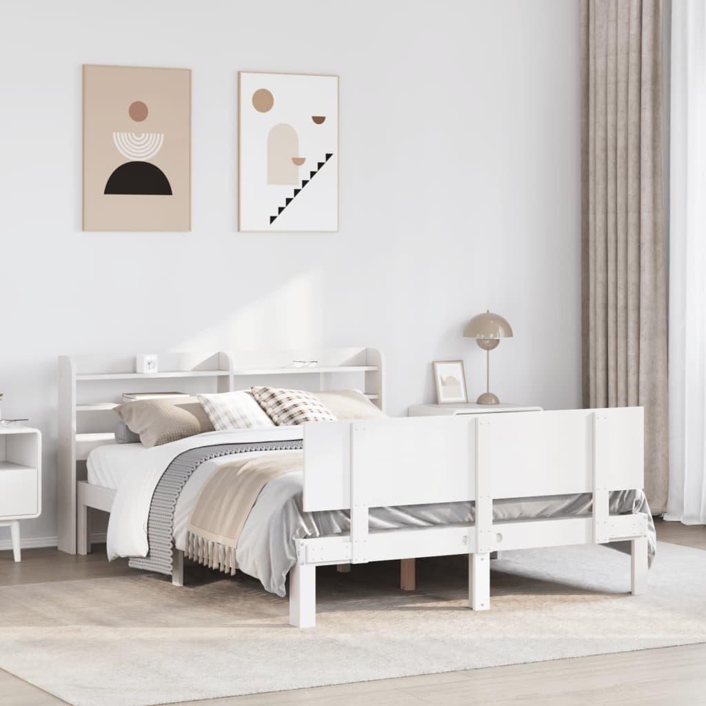 Cadre de lit avec tête de lit sans matelas blanc 140x200 cm - XIOS