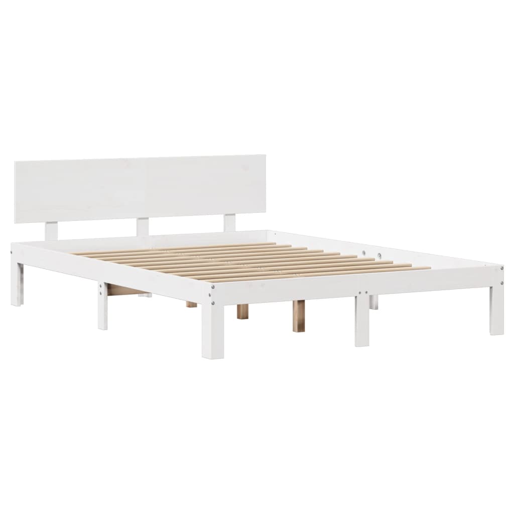 Cadre de lit avec tête de lit sans matelas blanc 160x200 cm - XIOS