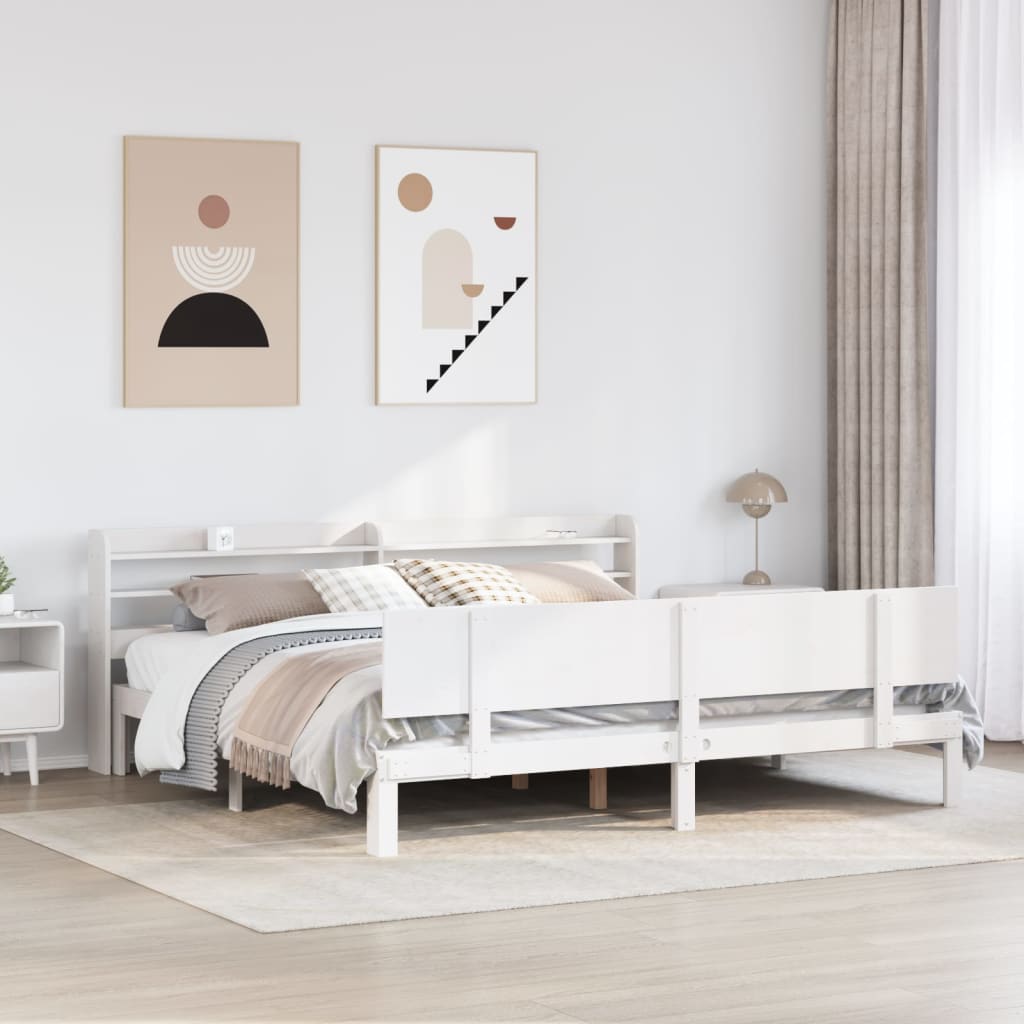 Cadre de lit avec tête de lit sans matelas blanc 180x200 cm - XIOS