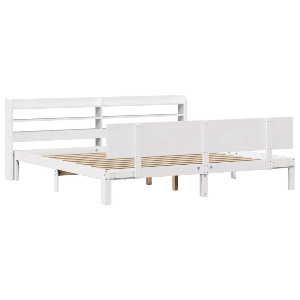 Cadre de lit avec tête de lit sans matelas blanc 200x200 cm - XIOS