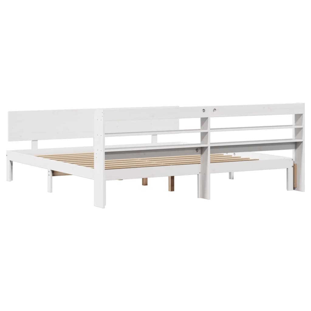 Cadre de lit avec tête de lit sans matelas blanc 200x200 cm - XIOS