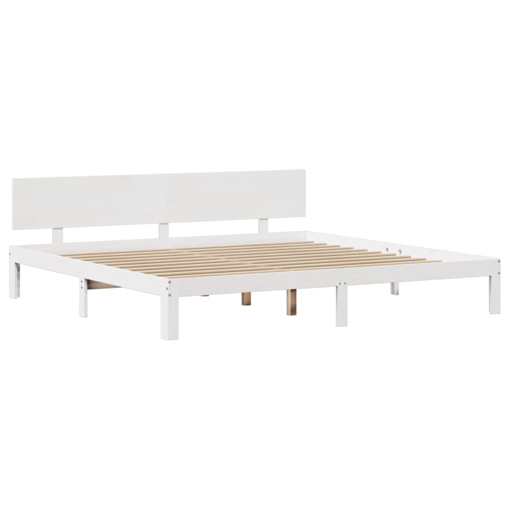 Cadre de lit avec tête de lit sans matelas blanc 200x200 cm - XIOS