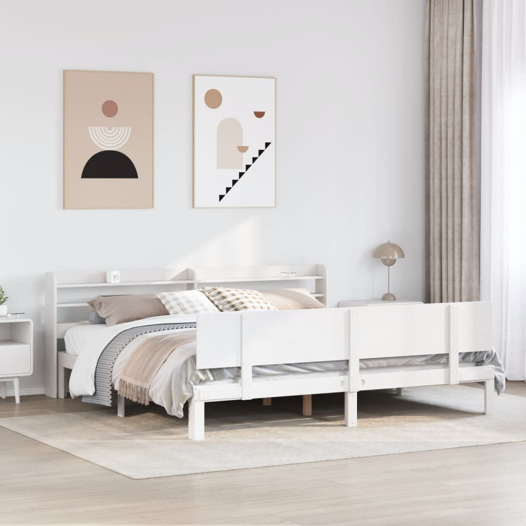 Cadre de lit avec tête de lit sans matelas blanc 200x200 cm - XIOS