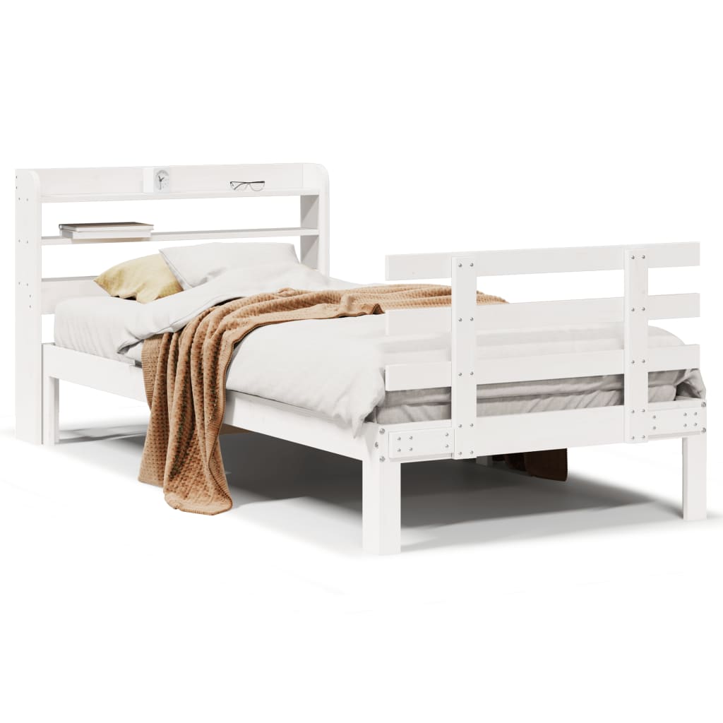 Cadre de lit avec tête de lit sans matelas blanc 75x190 cm - XIOS