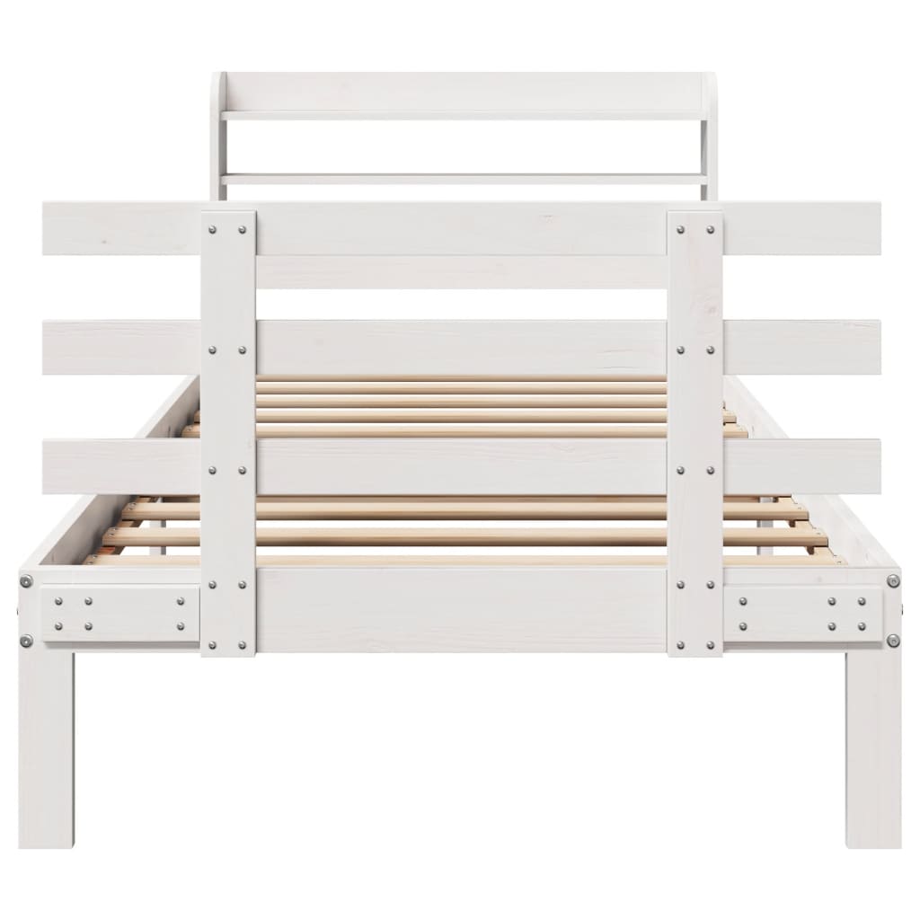 Cadre de lit avec tête de lit sans matelas blanc 75x190 cm - XIOS