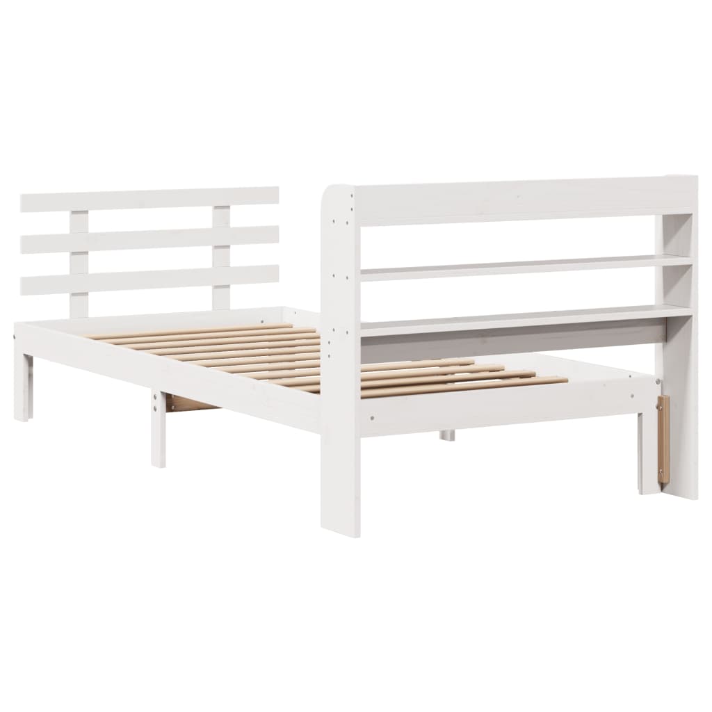 Cadre de lit avec tête de lit sans matelas blanc 75x190 cm - XIOS