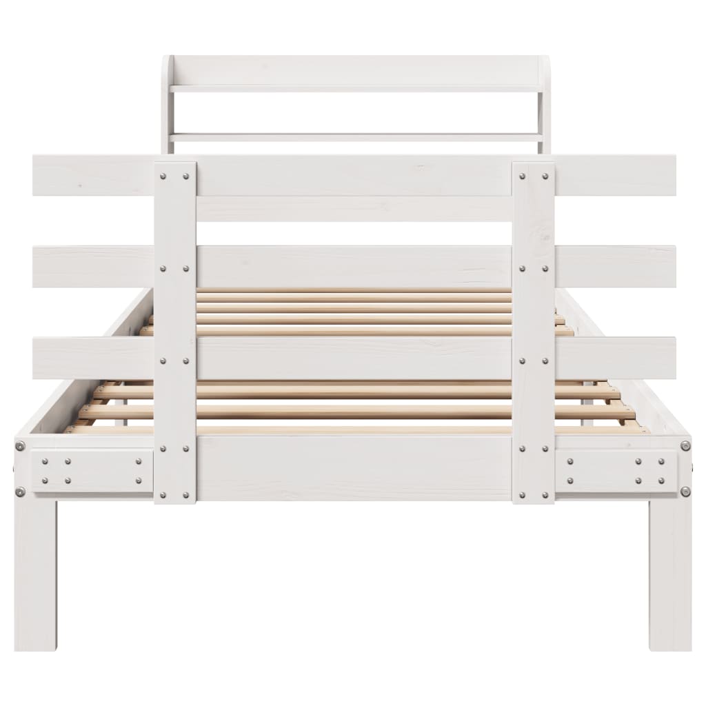Cadre de lit avec tête de lit sans matelas blanc 90x190 cm - XIOS